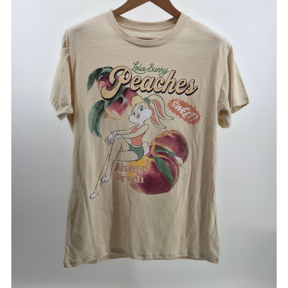 Looney Tunes Lola Bunny Peaches Graphic T Shirt Large Tan Always Fresh Sweet